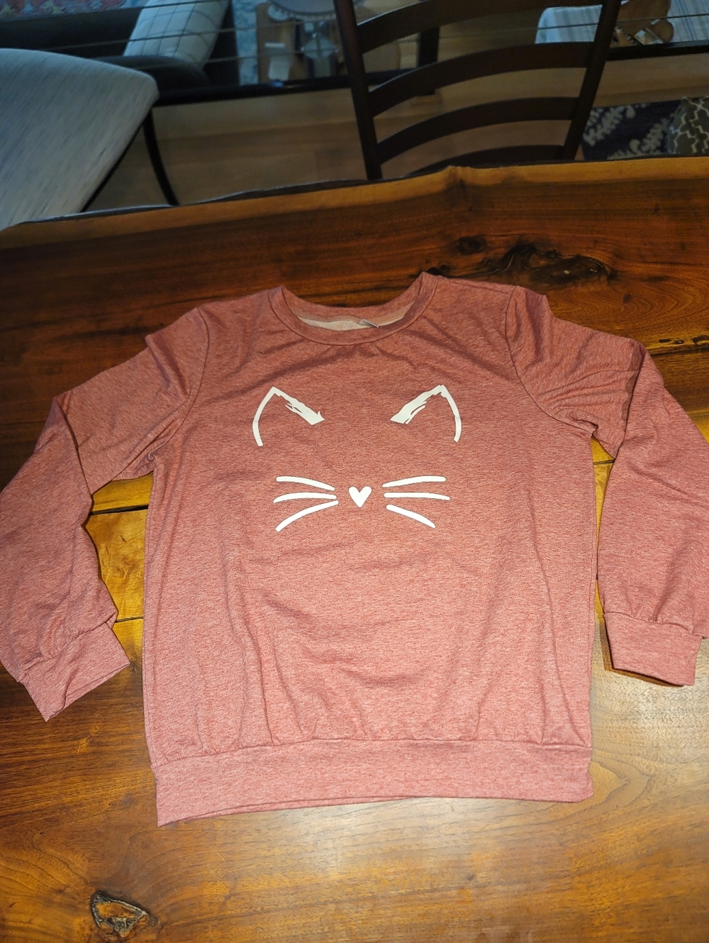 Heathered Dusty Rose Cat Crewneck Size Large - Picture 6 of 6